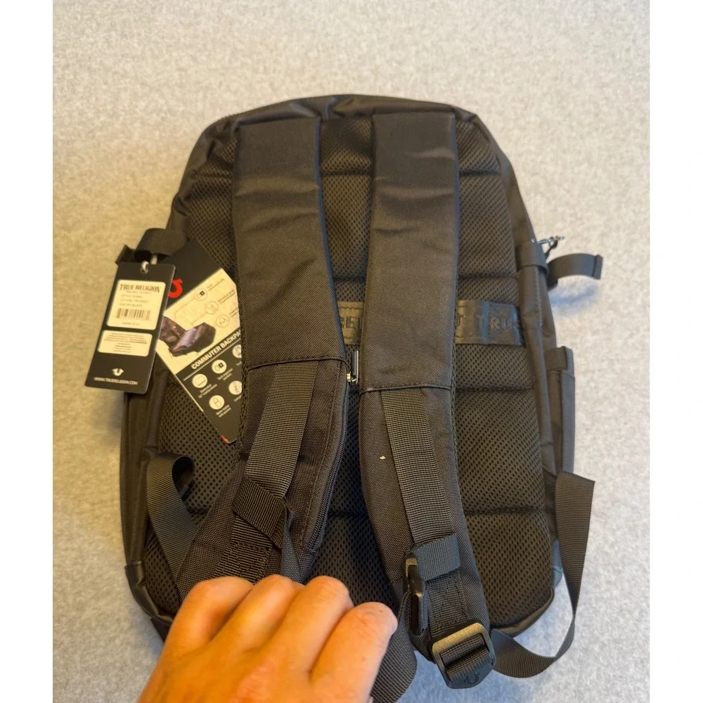 True Religion Commuter Backpack Mens OS Black 16in Laptop Sleeve TR105081 NWT